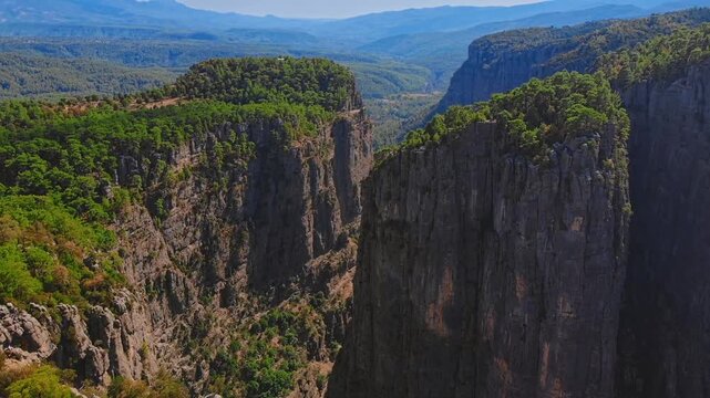 Aerial top view landscape Tazi Canyon in Manavgat, Antalya, Turkey.