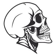 Skull Head Silhouette Isolated on Transparent Background for Halloween, October 31 Design