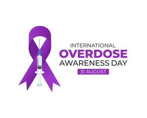 International Overdose Awareness Day. 31 August. Holiday concept. Template for background with banner, poster and card. Flat illustration. Jpeg format.