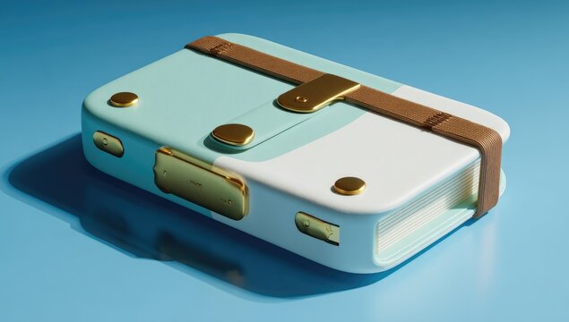 Stylish teal and cream book-shaped case