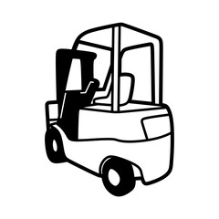 small forklift rear view black and white vector image