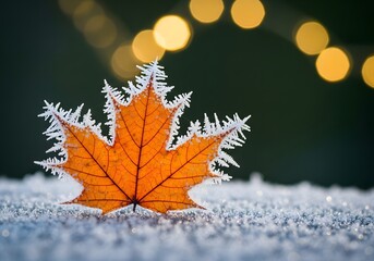 Frost Kissed Maple Leaf A Winter's Beauty Revealed