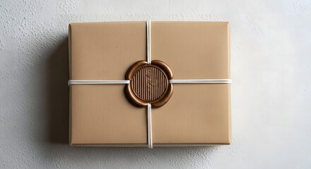 Elegant Gift Box with Bronze Wax Seal and White String