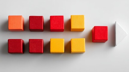 Colorful Wooden Blocks and Arrow on White Background