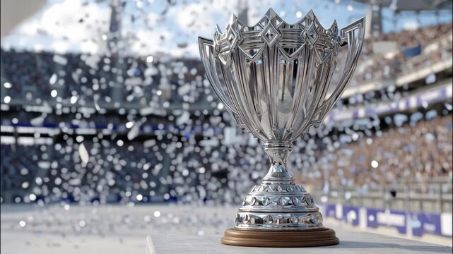 Majestic Trophy Symbolizing Esports Victory at Grand Championship with Celebration and Cheer in Background