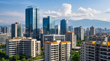 Fototapeta premium Modern urban architectural complex city development landscape image