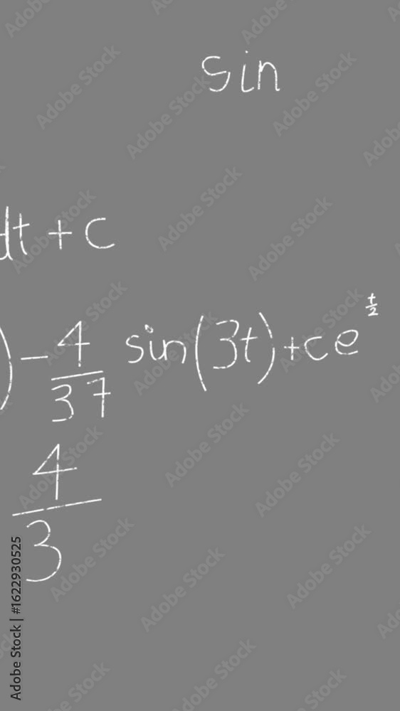 Wall mural animation of math graps and data over grey background