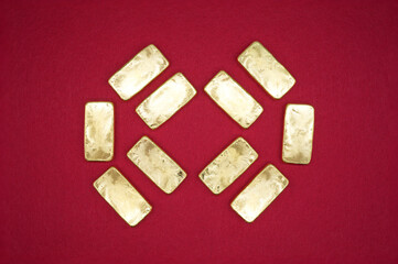 Gold bars, gold color, containing 96.5 percent gold.