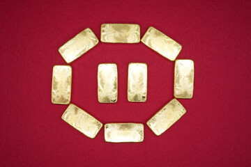 Gold bars, gold color, containing 96.5 percent gold.
