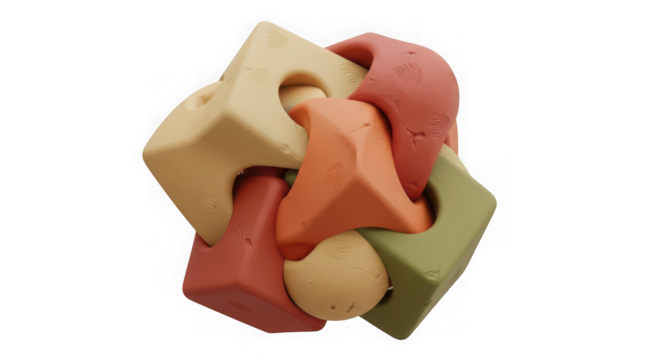 Ai generated image of colorful geometric puzzle pieces interlocking isolated on transparent background