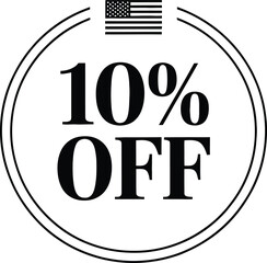 Ten Percent Off Discount With American Flag sale offer