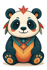 Tribal Spirit Panda – Vibrant Vector Illustration in Modern Artistic Style

