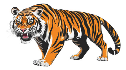 Obraz premium Majestic tiger in striking pose on transparent background showcasing its fierce presence