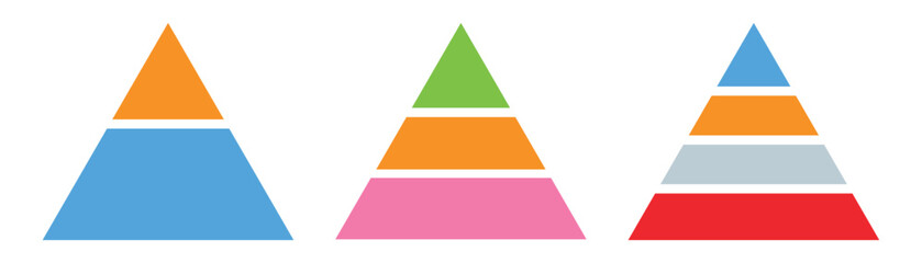 Three Tier Blank Pyramid Diagram – Vector Infographic Chart Template for Business and Presentation.