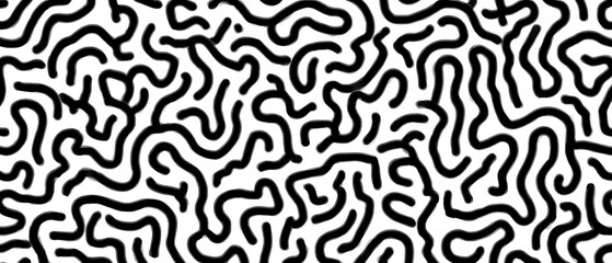 Obraz premium Seamless abstract pattern with curved lines, a maze. Design for fabric, Wallpaper, and cards . Monochrome ornament on a white background.