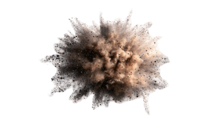 Brown and Grey Dust Explosion Isolated Black Background