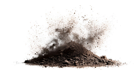 Dark soil pile explosion earthy tones nature background