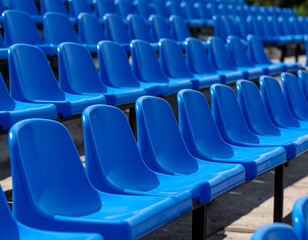 Fototapeta premium Rows of blue stadium seats