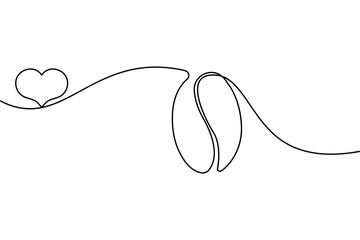 Single one line coffee bean drawing minimalist vector outline sketch isolated on white background
