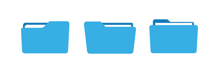 
Folders icon. Folders with documents. Open folder and close folder. Document directory sign. Data office folder file. Set of flat icons folder for your web site design, app, UI. Vector illustration