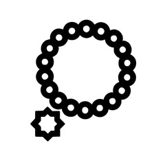Obraz premium Black prayer beads misbaha tasbih icon with star charm isolated 