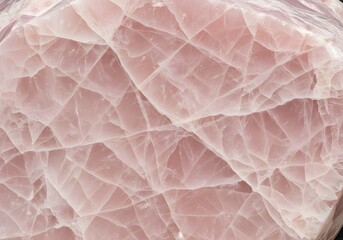 Fototapeta premium Stunning close-up reveals the delicate beauty of a raw rose quartz crystal stone texture