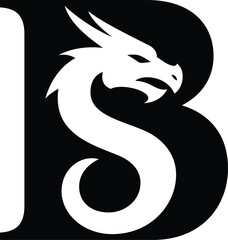B Letter Logo with Dragon Head Design Vector