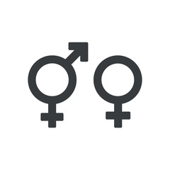 Male and Female Gender Symbols Representing Sex and Relationships in Minimalist Style
