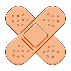 Two adhesive bandages crossed first aid treatment for minor cuts and scrapes