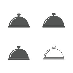 Four restaurant cloche icons in different styles on a white background