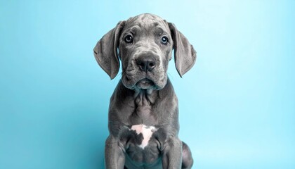 Adorable Blue Great Dane Puppy with Expressive Eyes, Generated image