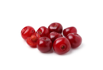Yummy ripe red cherries isolated on white