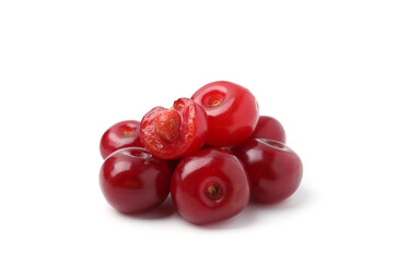 Yummy ripe red cherries isolated on white