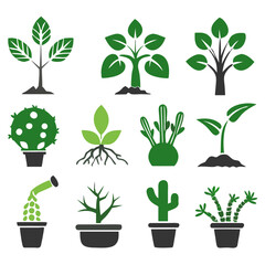 set of green plants