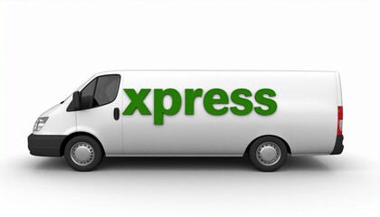 "White delivery van with bold green 'Expes' branding on the side, ideal for logistics, transportation, or courier service visuals.