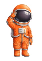 Fototapeta premium Astronaut Saluting - Watercolor Illustration on White Background