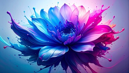 Abstract flower made of liquid ink and paint swirling together, vibrant colors with smooth motion blur, artistic and dynamic