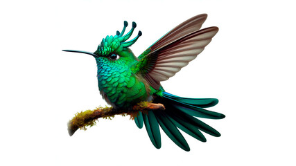 Fototapeta premium Green crowned brilliant, macro photography