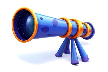 Whimsical telescope imagery stimulating interest in outer space.