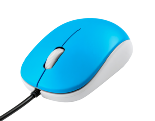 Blue computer mouse pc mouse wired mouse optical mouse technology device on transparent background