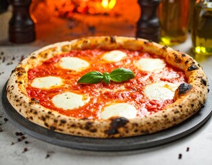 Margherita pizza with mozzarella, tomato and basil