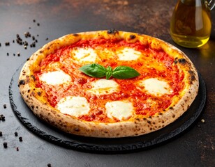 Margherita pizza with mozzarella, tomato and basil