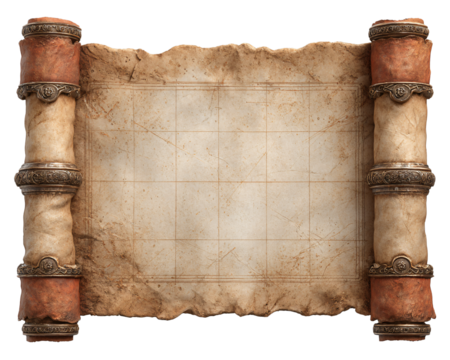 Ancient Scroll with Decorative Ends on a Vintage Background