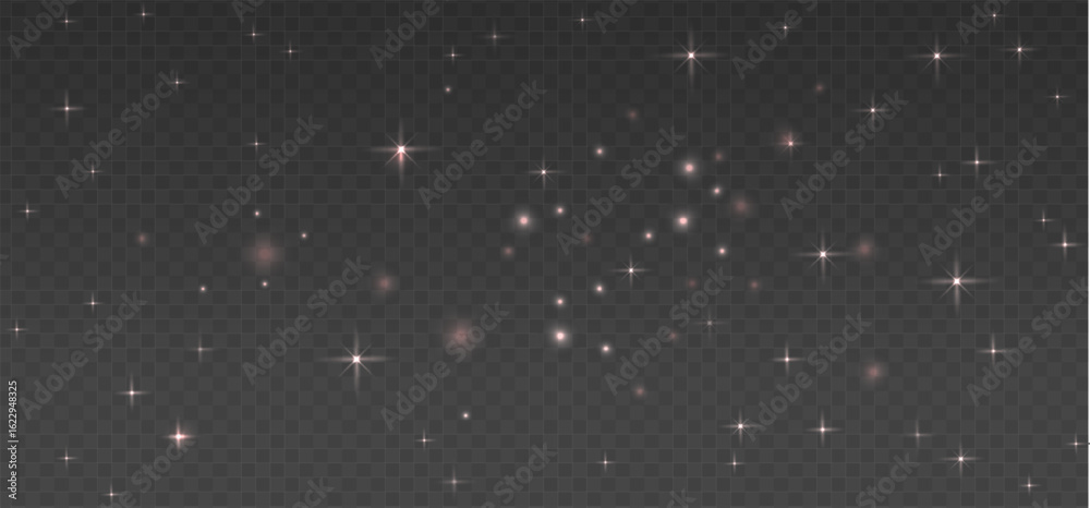 Wall mural night starry sky in transparent background, dark backdrop with shining stars. vector