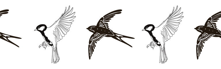 Border icon border. Bird feather silhouette symbol. Bird border isolated on white background	