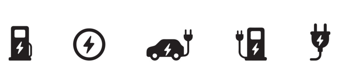 Car charging point icon. Electric plug symbol. Electricity sign. Electric car icon. 