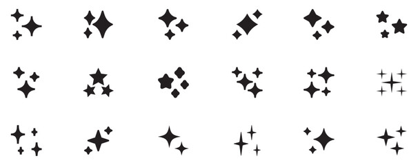 Star icon set. Sparkle star icons. Shine icons. Stars sparkles vector. Star icon set. Rating Star icon. Star vector collection. Modern simple stars. Vector illustration. Vector Graphic. EPS 10