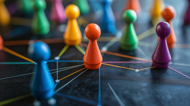 A vibrant network of diverse individuals connected by colorful, glowing lines, symbolizing global community and collaboration - Powered by Adobe