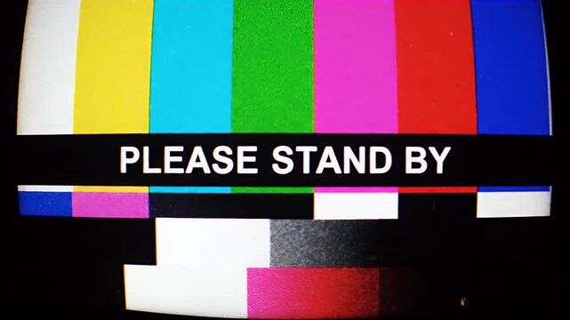 Retro Television Test Pattern with 'Please Stand By' Message Broadcast Interruption