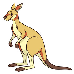 Cute cartoon kangaroo isolated on white background